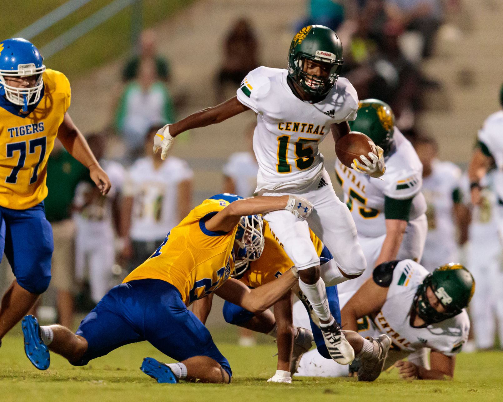 The Central Cabarrus Vikings shut out the Mount Pleasant Tigers 45-0.